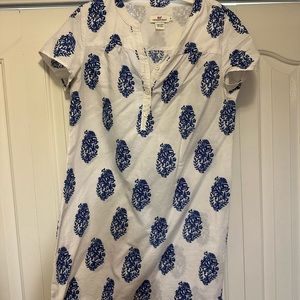 Vineyard Vines linen cotton summer dress size Medium 6-8 blue paisley print